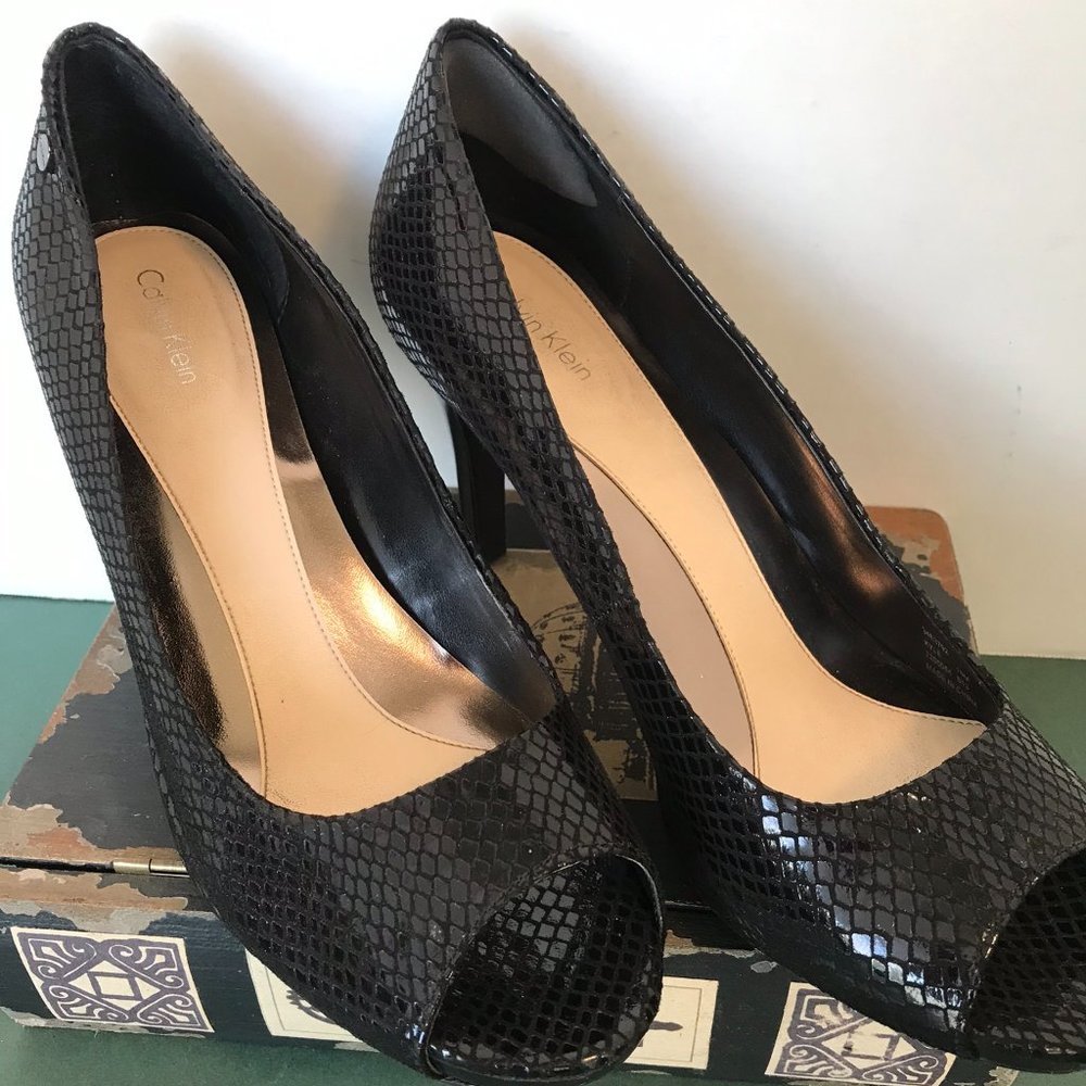 Calvin Klein Klye Black Python Pumps - image 1